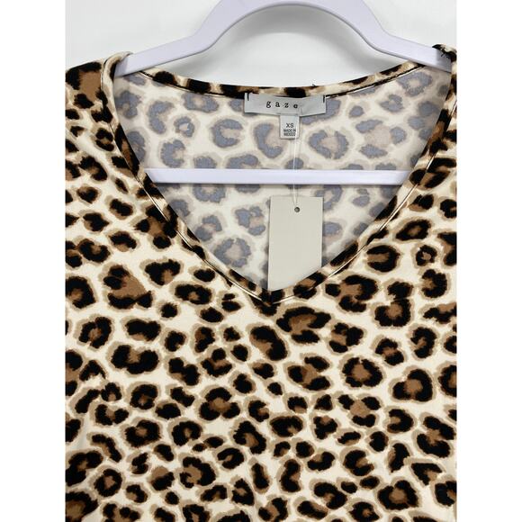 Gaze Womens Animal Print Super Soft Long Sleeve V-neck Shirt Top NEW Size XS - Picture 3 of 8